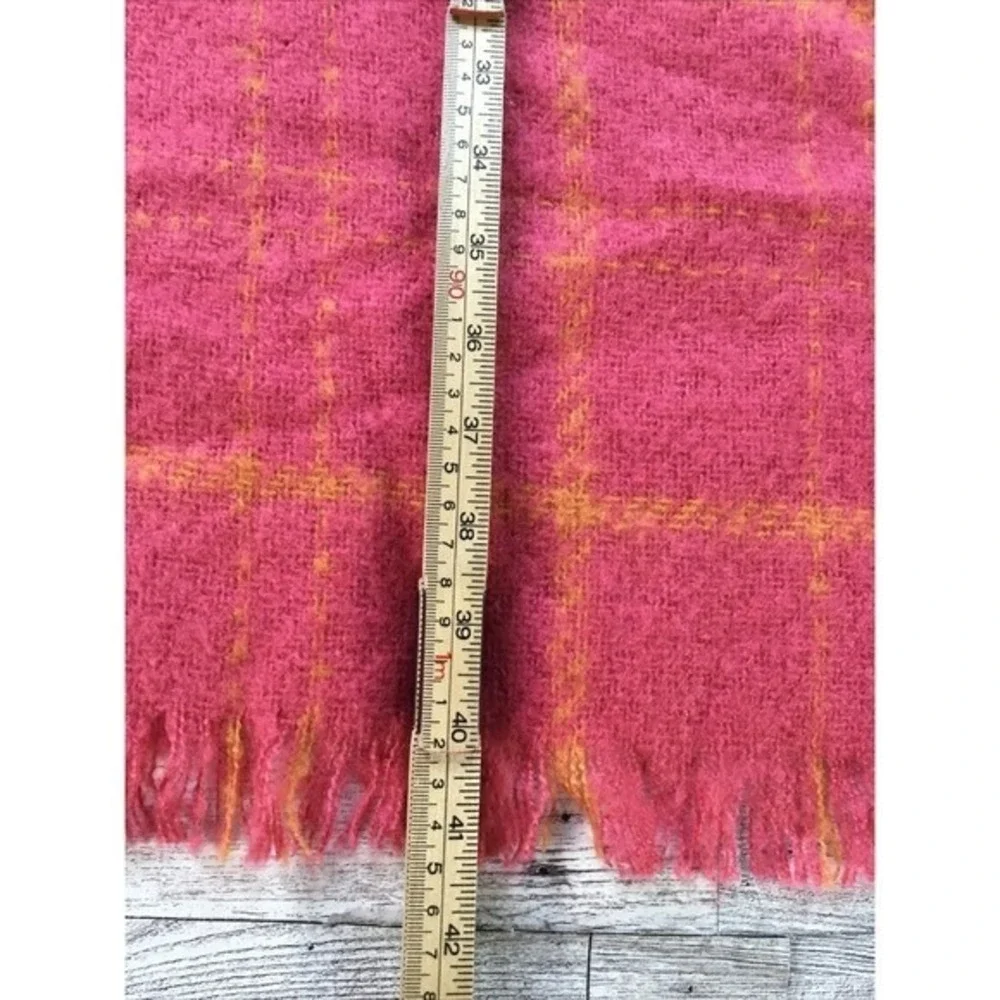Banana Republic Pink Strawberry Claudett Plaid Oversized Scarf One Size Wrap
